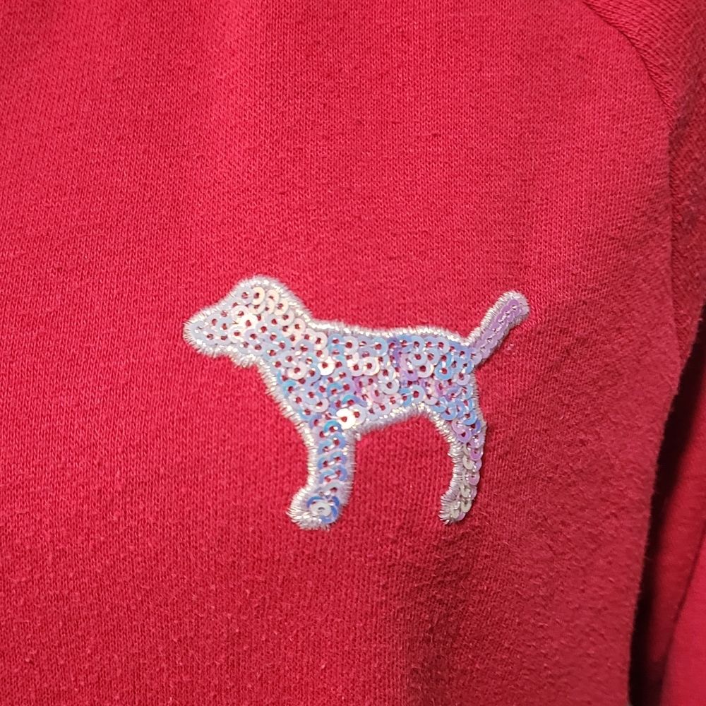 PINK Victoria's Secret Red Hoodie with Black Accents - Picture 2 of 14